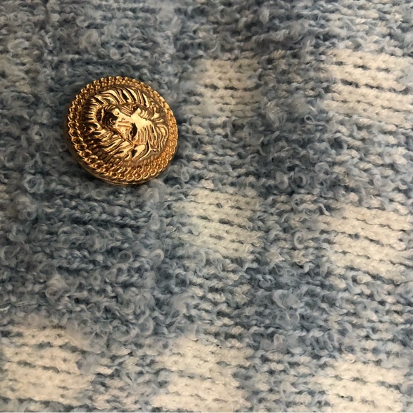 NWT Aqua Cardigan Dog Sweater in Baby Blue / White Checker - Size XS - Picture 3 of 5